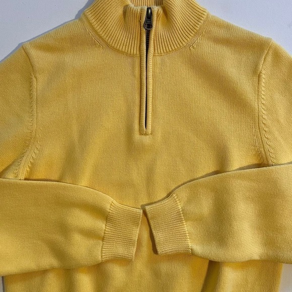 NWOT Brooks Brothers 1/4 Zip Yellow Sweater Boys Medium - Picture 3 of 7